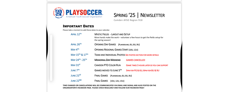 Spring 2025 Calendar of Events 