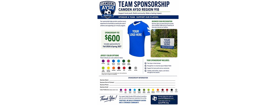 Become a Team Sponsor! 